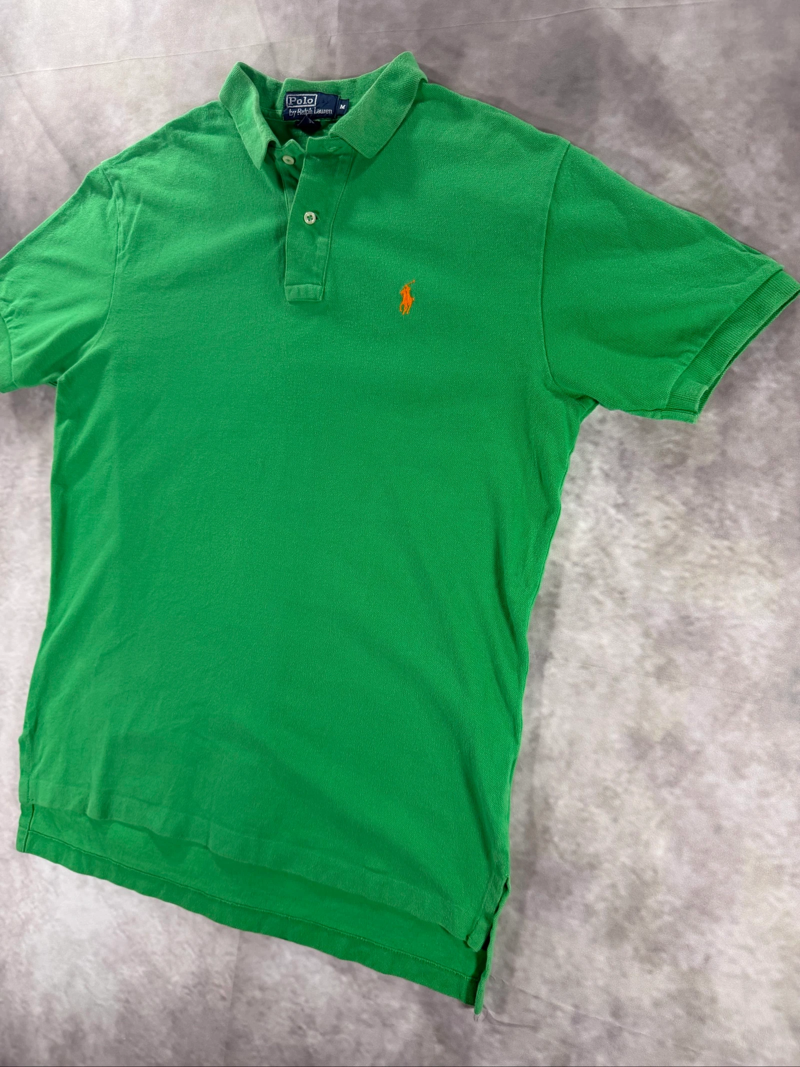 Polo Ralph Lauren Green Polo Shirt Orange Pony SVintage Cotton Classic Preppy – photo 6